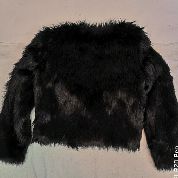 Womens Faux Fur Black Jacket, Vinage Y2K Cropped Winter Coat **HOST PICK** - Picture 11 of 16